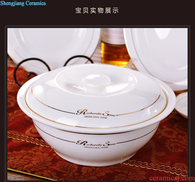 Delin bone porcelain tableware suit 60 head Jingdezhen ceramic dishes and plates spoons gift set porcelain