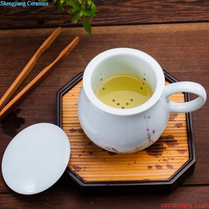 Ms ceramic vacuum cup tea cup of blue and white porcelain ceramic bladder male glass business gifts cups can be customized