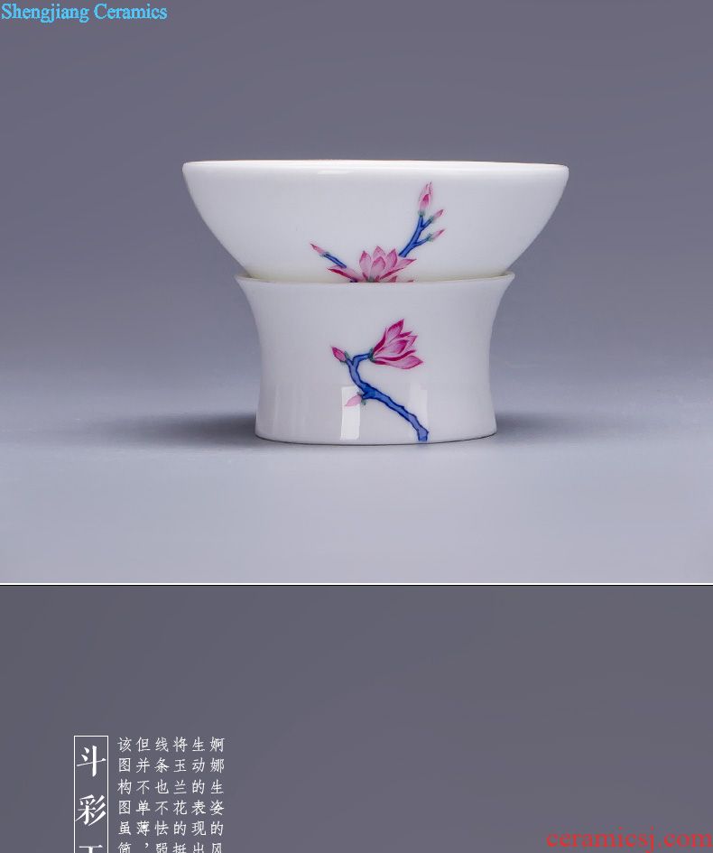 Holy big ceramic kung fu tea color suits hand-painted porcelain dou yulan eight head tureen jingdezhen set of tea cups