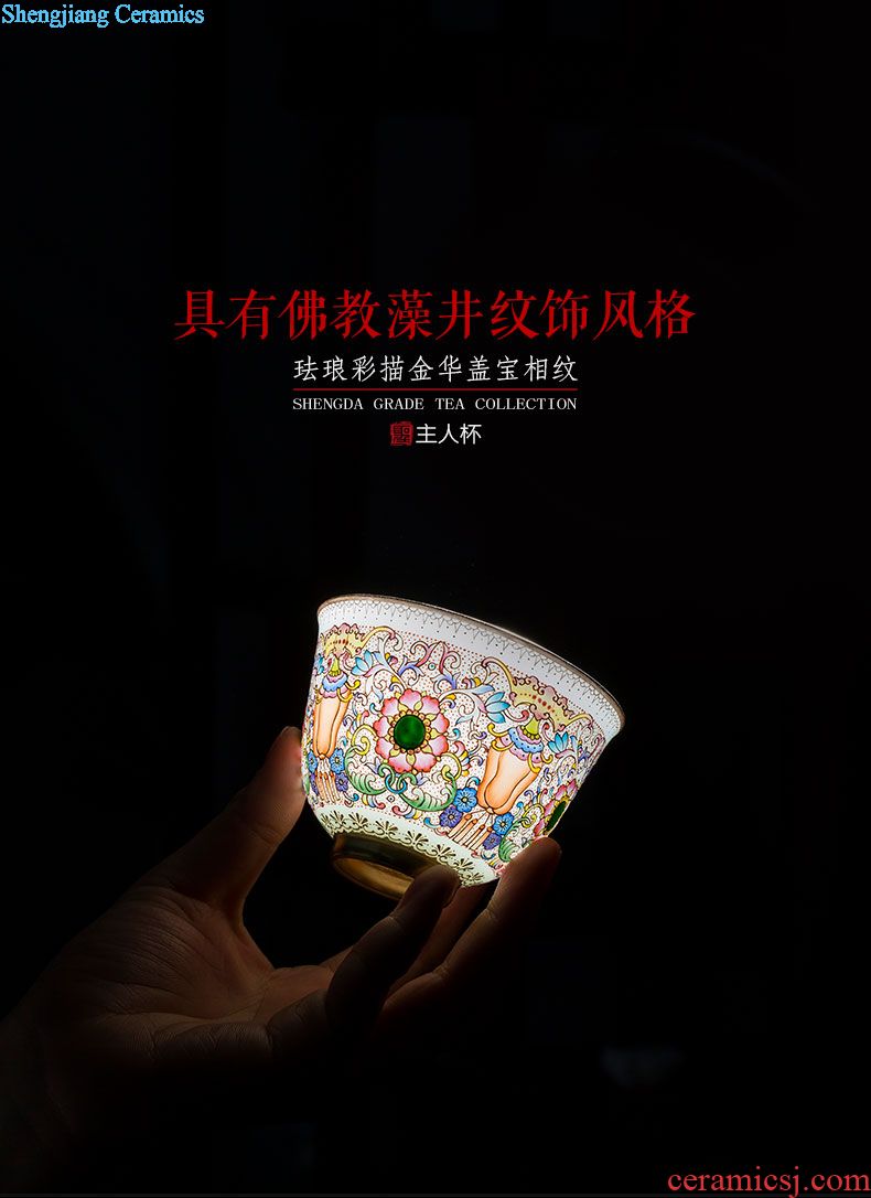 Holy big ceramic kung fu tea master cup hand-painted pastel poetic landscape six-party cup jingdezhen tea sample tea cup