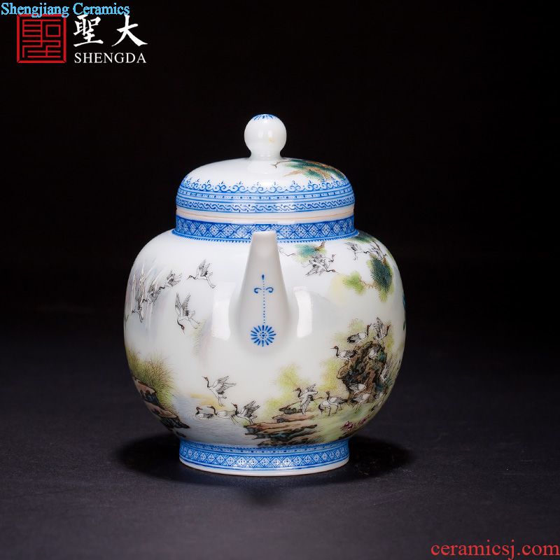 SAN ji blue paint all hand three tureen large cups Jingdezhen ceramic kung fu tea tea bowl