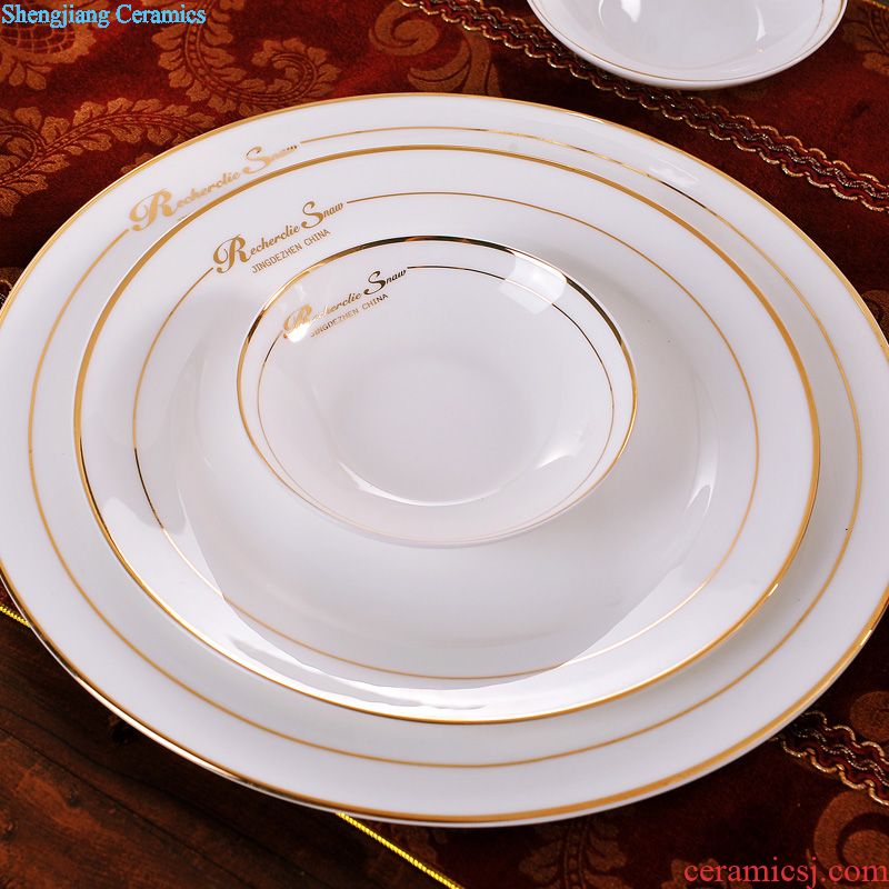 Delin bone porcelain tableware suit 60 head Jingdezhen ceramic dishes and plates spoons gift set porcelain