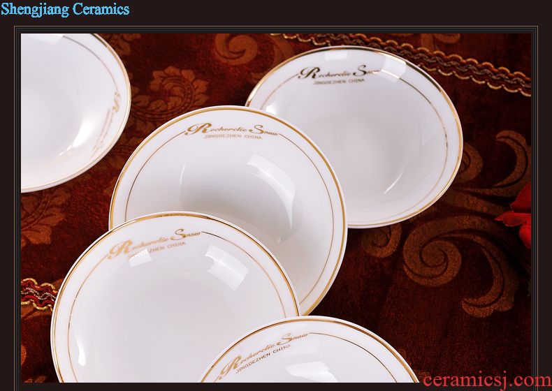 Delin bone porcelain tableware suit 60 head Jingdezhen ceramic dishes and plates spoons gift set porcelain