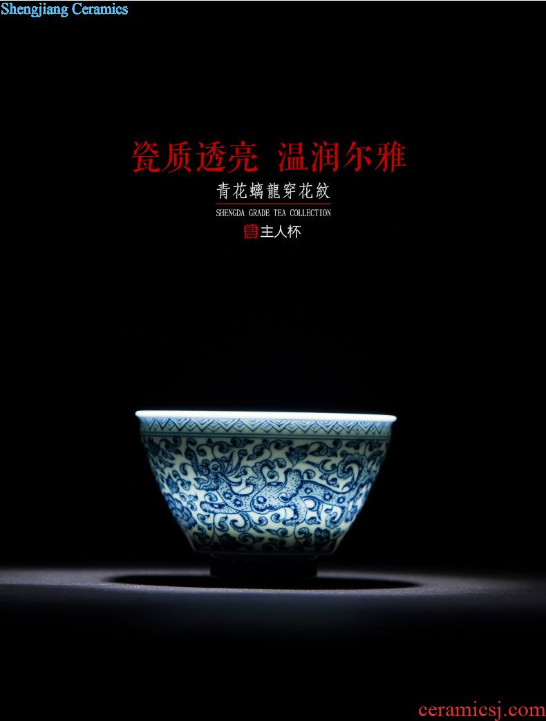 St the ceramic kung fu tea master cup hand-painted landscape yunshan members gather fragrant cup of jingdezhen blue and white porcelain tea set
