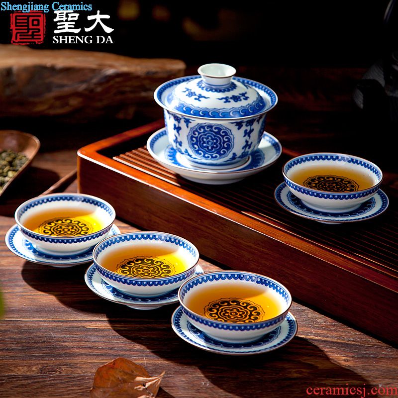 Clearance rule kung fu ceramic teapot colored enamel paint wrap lotus flower grain teapot all hand of jingdezhen tea service