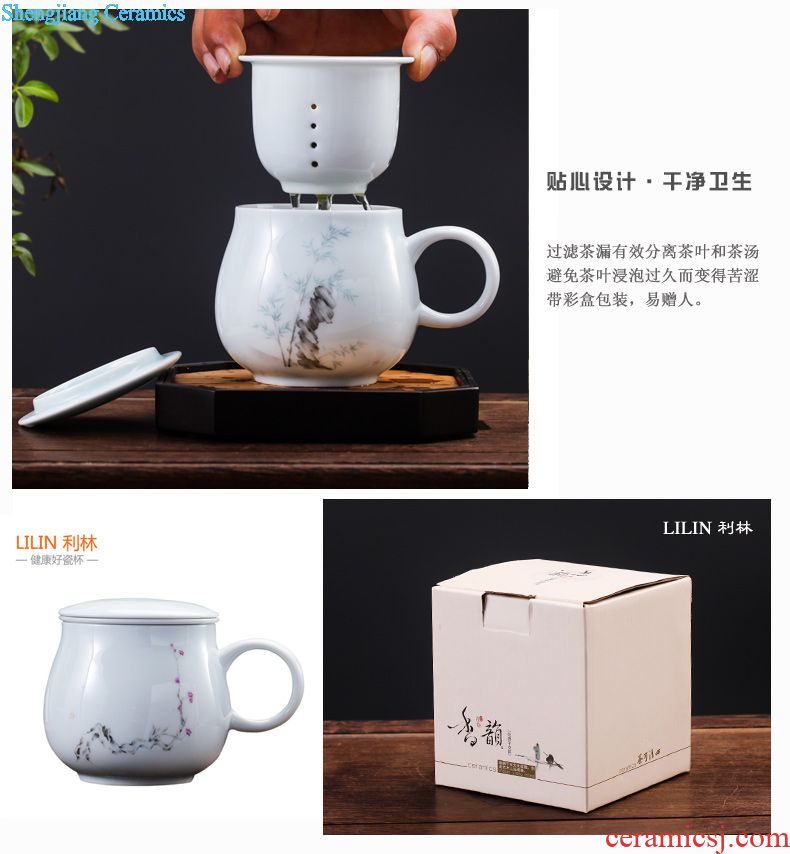 Ms ceramic vacuum cup tea cup of blue and white porcelain ceramic bladder male glass business gifts cups can be customized