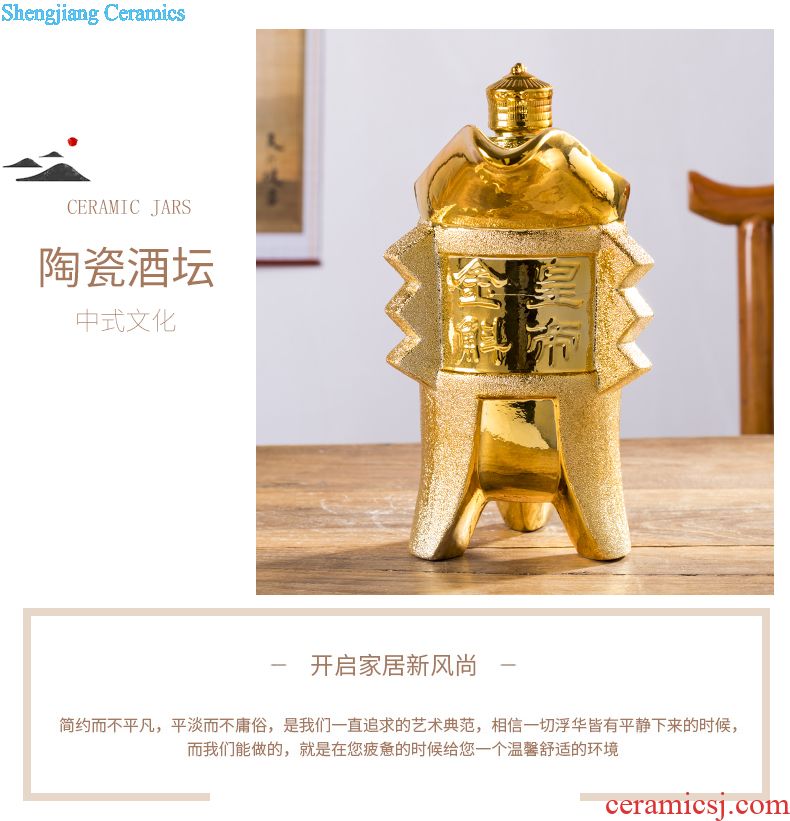 Jingdezhen 5 jins of high loading ceramic bottles ball landscape cover hip sealing small household jars wine