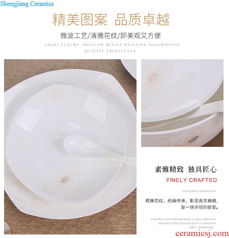 Tableware suit dishes with jingdezhen ceramic dishes suit Chinese bowl household combination Jane the cutlery gifts