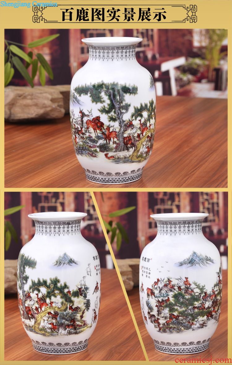 Sitting room adornment of jingdezhen ceramics enamel color TV ark receptacle furnishing articles of modern Chinese style of large vase