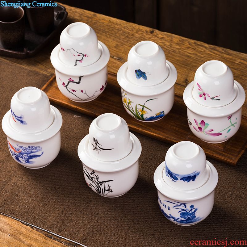 Jingdezhen ceramic bottle jars 1 catty 2 jins of three jin of 5 jins of 10 jins blue glaze ceramic jar seal wine pot