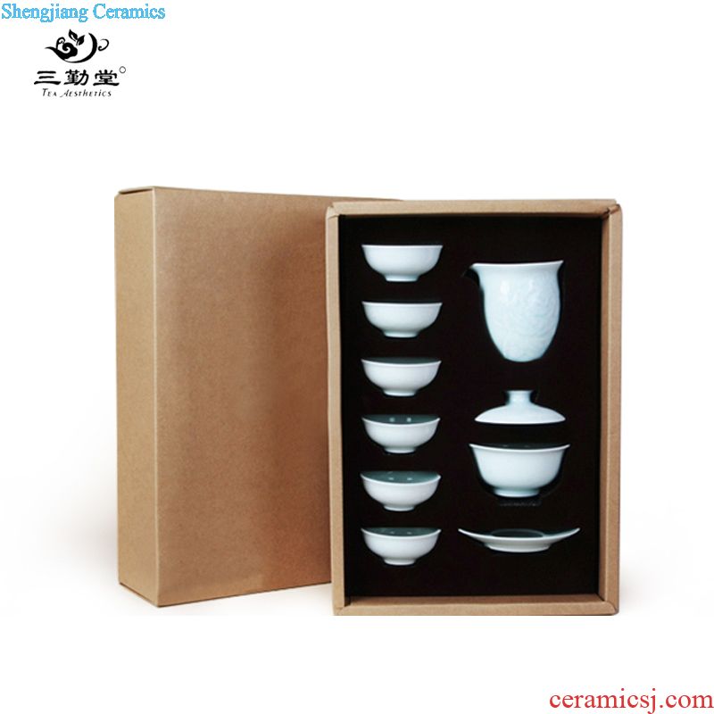 Three frequently hall jingdezhen ceramic sample tea cup tea cups manual high square cup S44004 your kiln kung fu tea cups