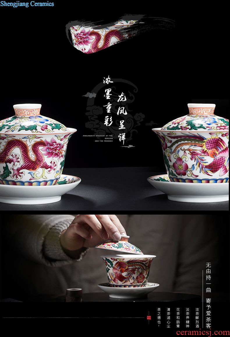 Owl kiln Jingdezhen famille rose tea sets twelve god of tea cups Hand-painted ceramic individual small sample tea cup