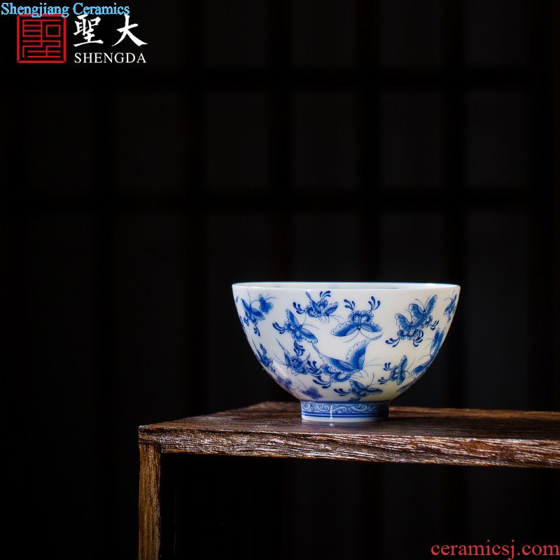 The big cup sample tea cup hand-painted ceramic kung fu powder enamel color goldfish cup all hand of jingdezhen tea service