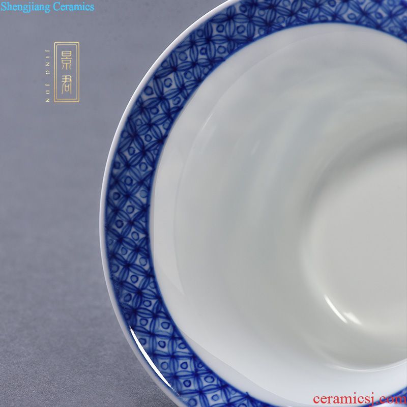 JingJun Jingdezhen ceramics Blue and white colored enamel manual all three tureen Kung fu tea bowl