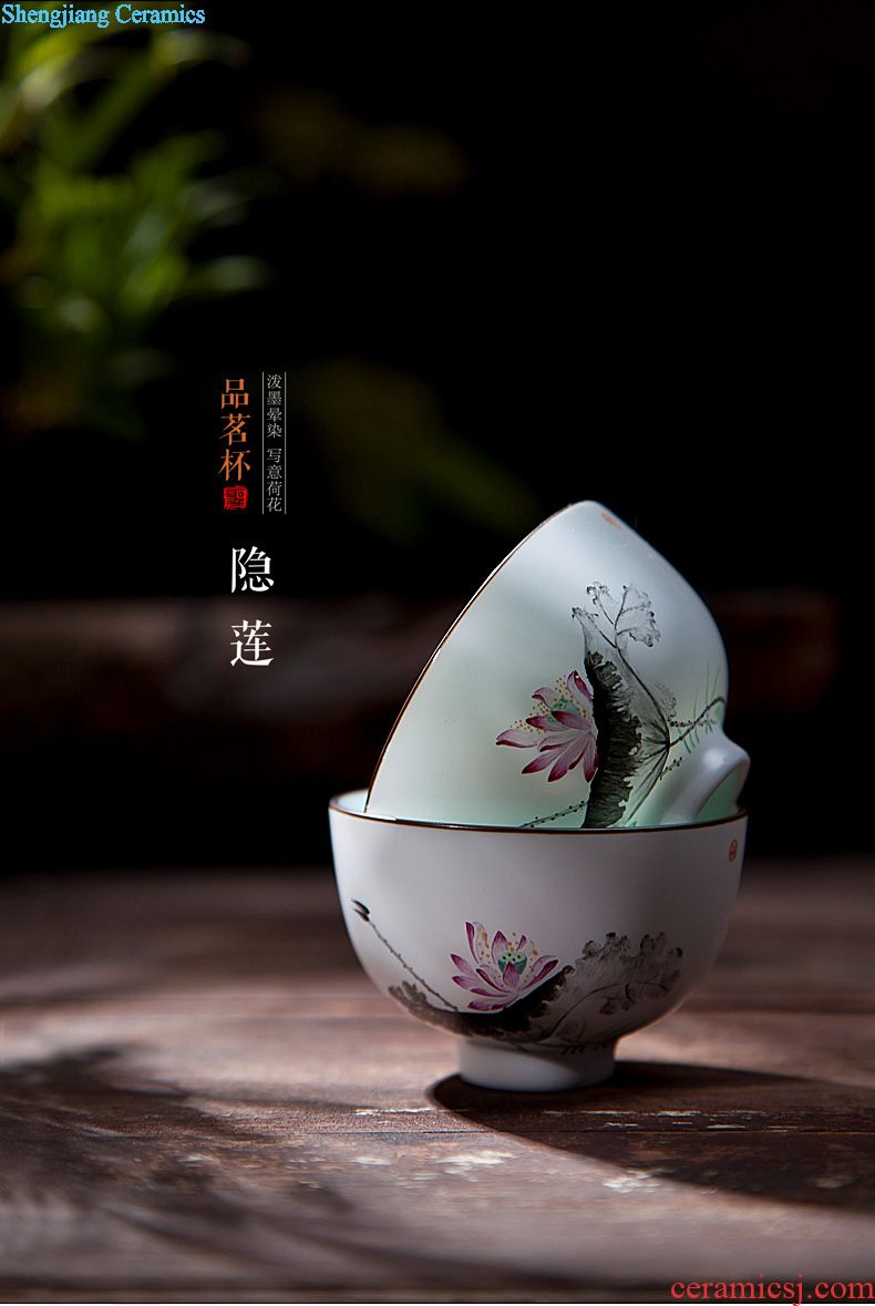 A clearance rule Ceramic kung fu tea colored enamel flower medallion around branches of flowers and birds teapot of jingdezhen tea service