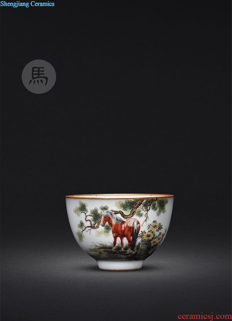 Hand colored enamel JingJun jingdezhen ceramics all hand sample tea cup kung fu tea cup main personal