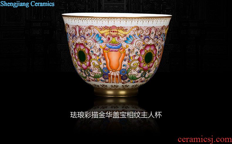 Holy big ceramic kung fu tea master cup hand-painted pastel poetic landscape six-party cup jingdezhen tea sample tea cup