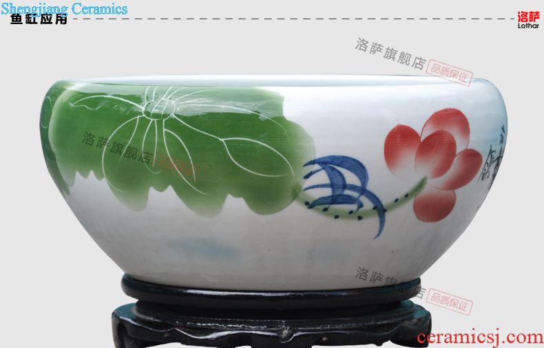 Jingdezhen ceramic barrel storage bins moistureproof insect-resistant cylinder ricer box kg30 20 jins 50 kg sealed with cover tank