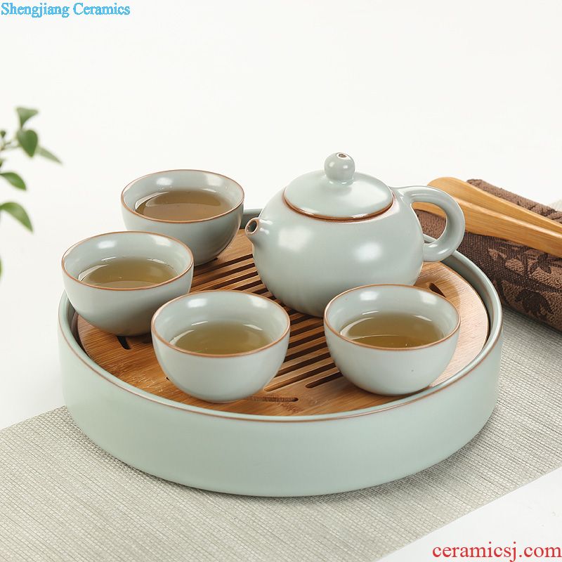 Travel is Yang ceramic tea set small bamboo tea mini home tea tray kung fu tea set dry suits on sale