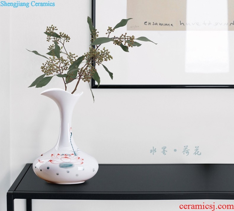 New Chinese style style is contracted household ceramic vases, furnishing articles Blue and white porcelain abstract three-piece sitting room adornment flower arrangement