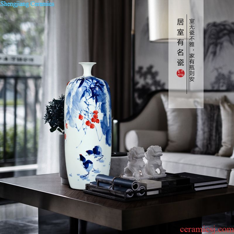 Jingdezhen ceramic vase furnishing articles by hand-painted new Chinese style household living room TV cabinet handicraft ornament