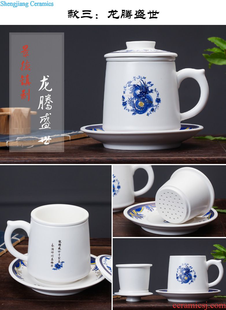 Jingdezhen ceramic cups with cover bone porcelain cup household porcelain bowl glass office meeting 10 only to custom