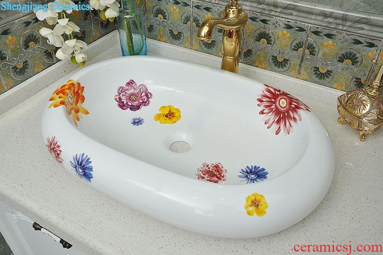 JingYuXuan jingdezhen Hand painted lotus pot the post Wash basin stage basin bathroom hand wash basin basin sink