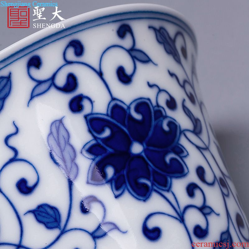 Holy big ceramic kung fu antique hand-painted porcelain cups around peony longfeng grain lamp cup of jingdezhen tea service master