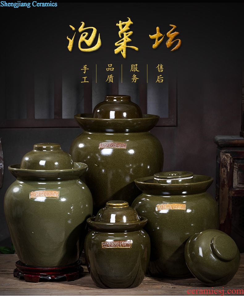 Ceramic ricer box meter box 20 jins home storage 15 pounds with cover porcelain face barrel barrel