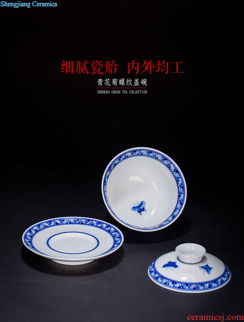 Holy big ceramic curios kung fu masters cup heavy hand-painted alum cups red paint wulong grain drum abdomen cup of jingdezhen