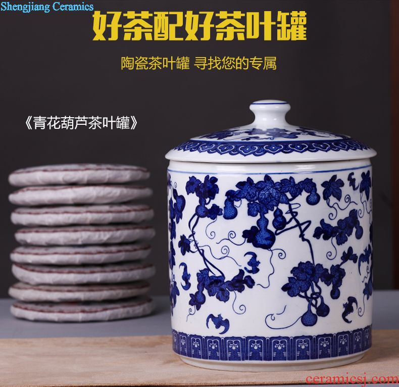 Jingdezhen ceramic household caddy large seven loaves puer tea pot containing porcelain tea pot seal