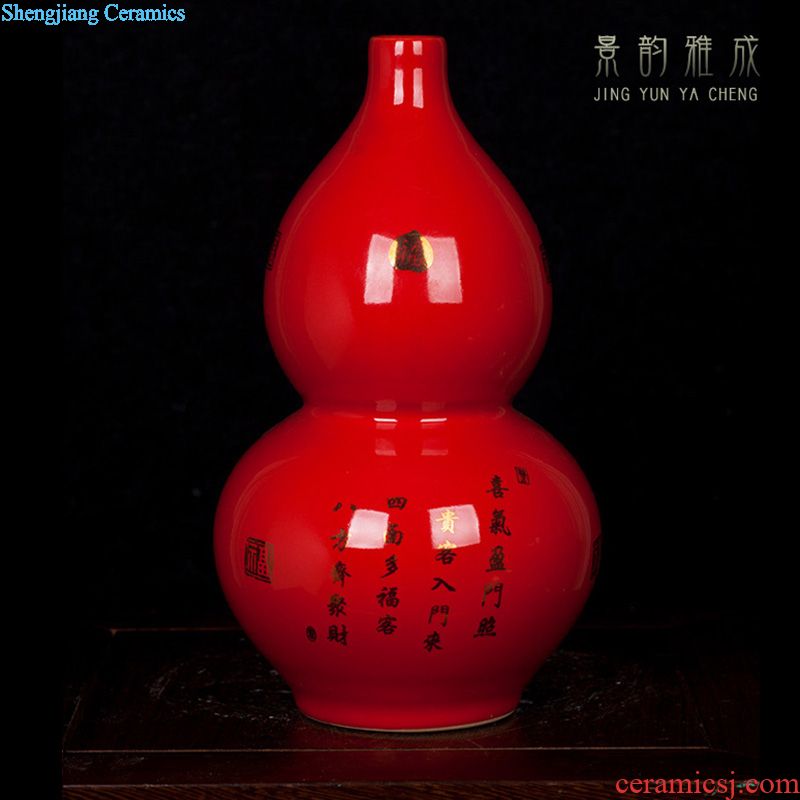 Three-piece vase crafts of jingdezhen ceramics handicraft contracted sitting room vase household decoration