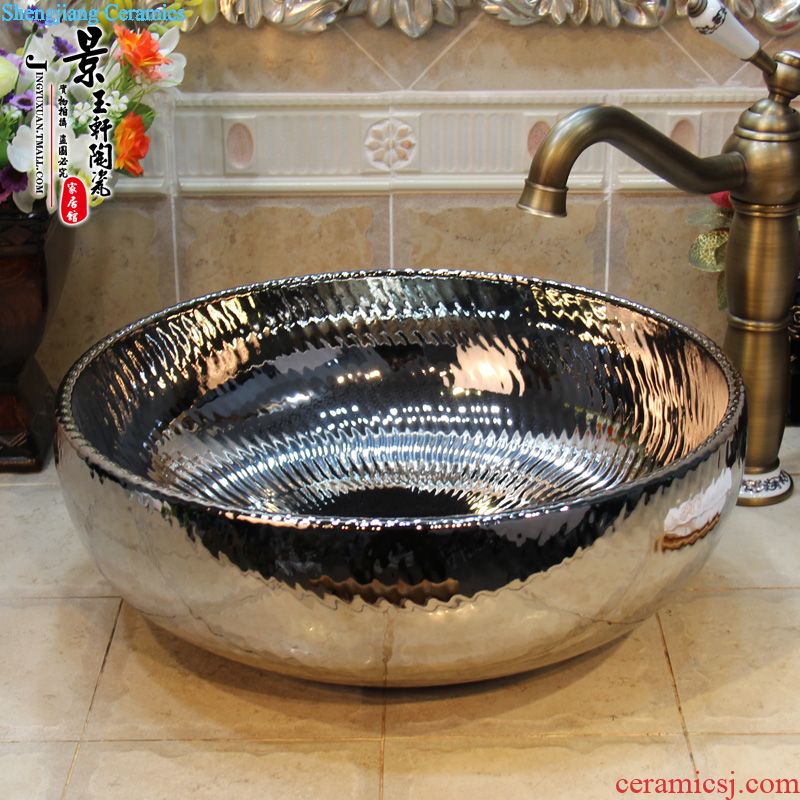 JingYuXuan jingdezhen ceramic lavatory basin basin art stage basin sink waist drum ancient reeds