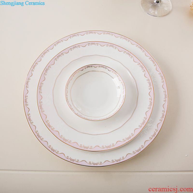 Jingdezhen dishes 56 head of high-grade ceramics tableware gift set western European bone porcelain tableware suit household