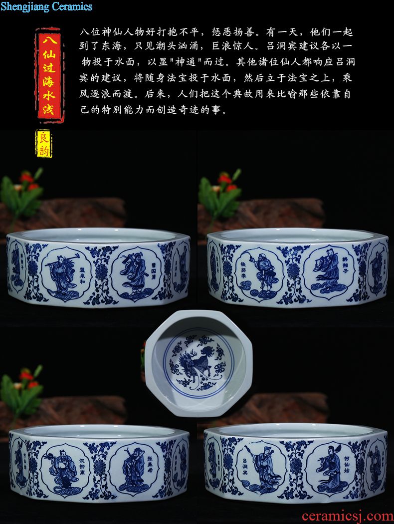 Jingdezhen ceramics slicing goldfish bowl shallow tortoise cylinder ashtray pen XiCha handicraft furnishing articles to wash the living room