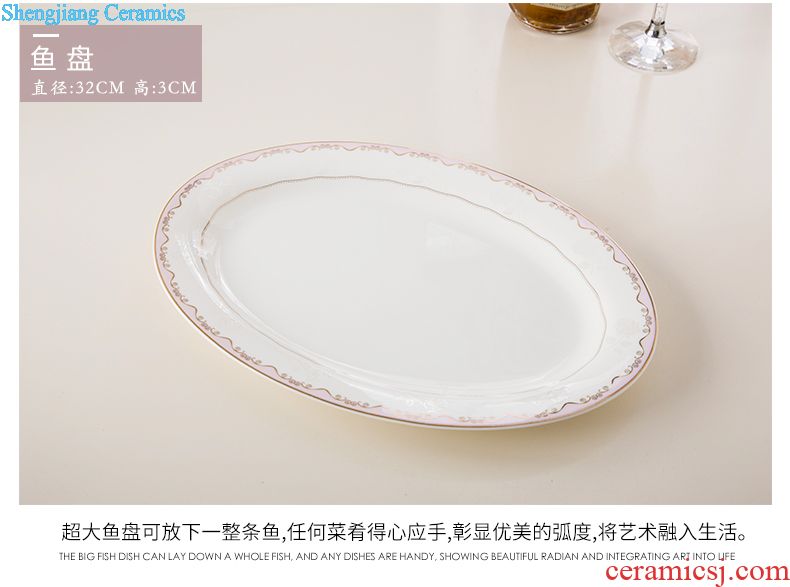 Jingdezhen dishes 56 head of high-grade ceramics tableware gift set western European bone porcelain tableware suit household