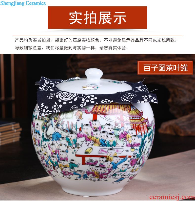 Jingdezhen ceramic cake tea cake the seventh, peulthai the large tea caddy household box seal pot