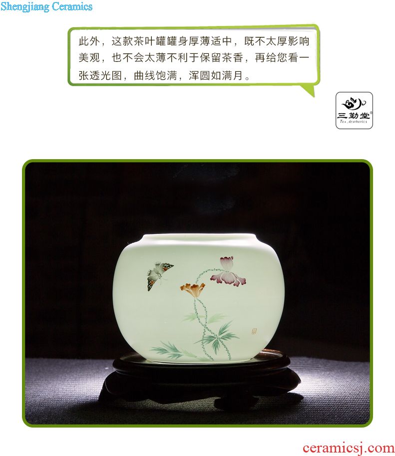 Three frequently hall large tea caddy large storage warehouse of jingdezhen ceramics POTS texture sealed cans S51044 by hand