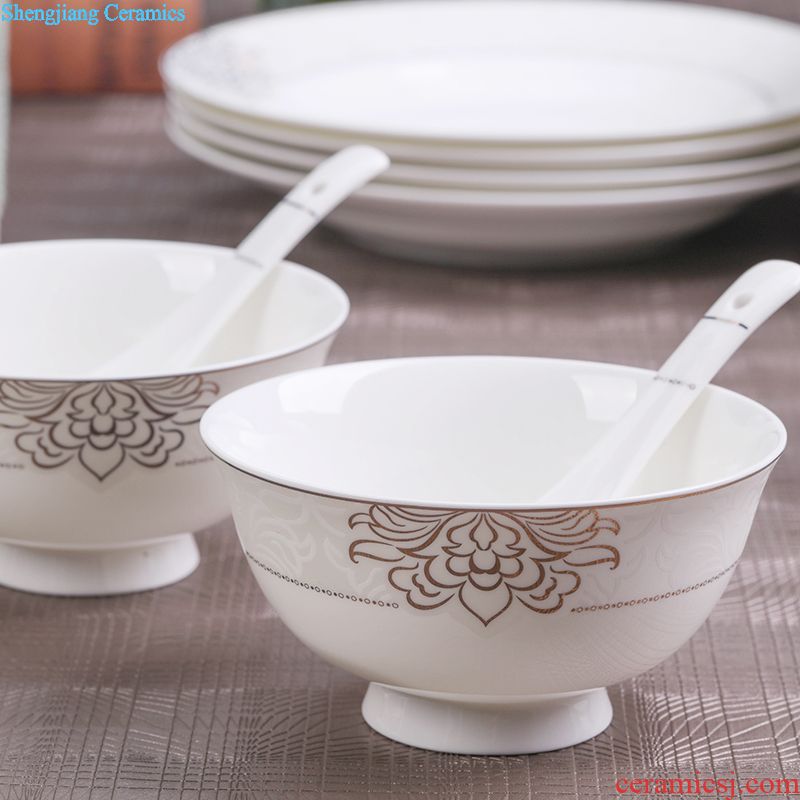 Dishes suit home dishes jingdezhen ceramic tableware Korean dishes with Chinese style set bowl plate combination bowl of gifts