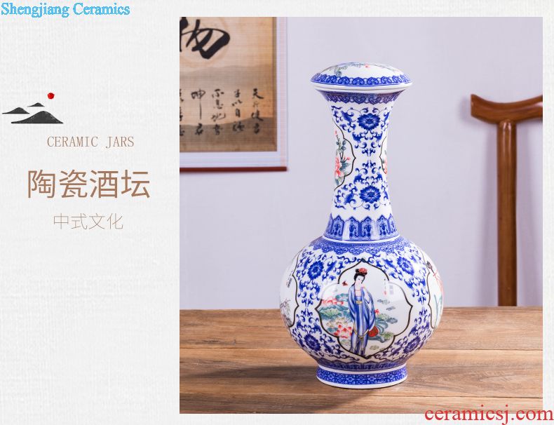 Jingdezhen ceramic bottles 1 catty 2 jins of 3 kg 5 jins of 10 jins of household adornment hip archaize creative sealed jars