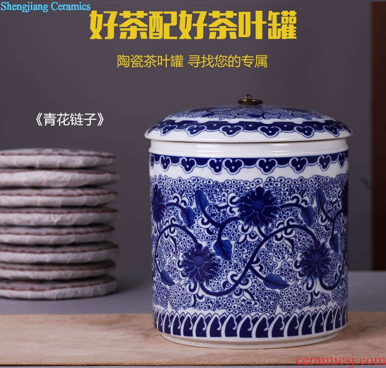 Jingdezhen ceramics pu 'er tea pot tea tea cake box domestic large-sized ceramic tea seal pot