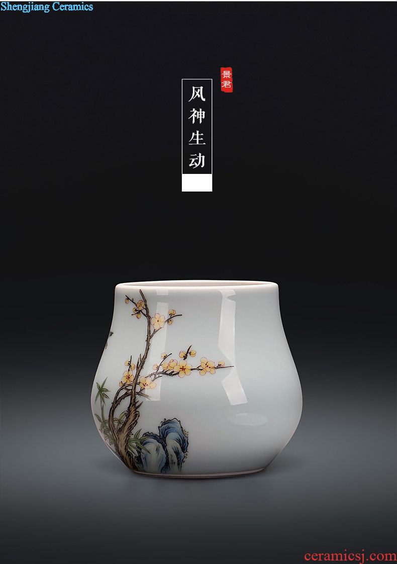 Jingdezhen manual powder enamel pot teapot small household kung fu tea kettle JingJun ceramic teapot