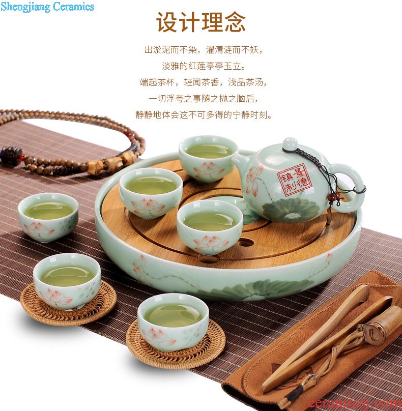 Marriage was suit household of Chinese style wedding of a complete set of jingdezhen ceramic big red kung fu tea cup teapot tea tray