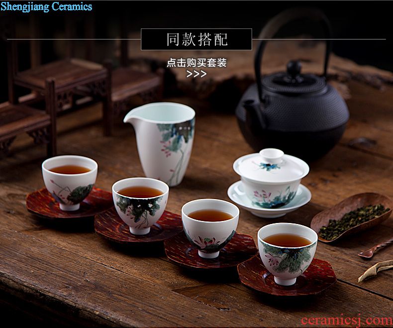 The big hand painted lotus kung fu jingdezhen ceramic sample tea cup tea cups manual single cup bowl with fine powder enamel