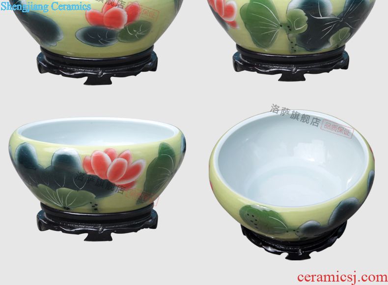 Jingdezhen ceramic barrel storage bins moistureproof insect-resistant cylinder ricer box kg30 20 jins 50 kg sealed with cover tank