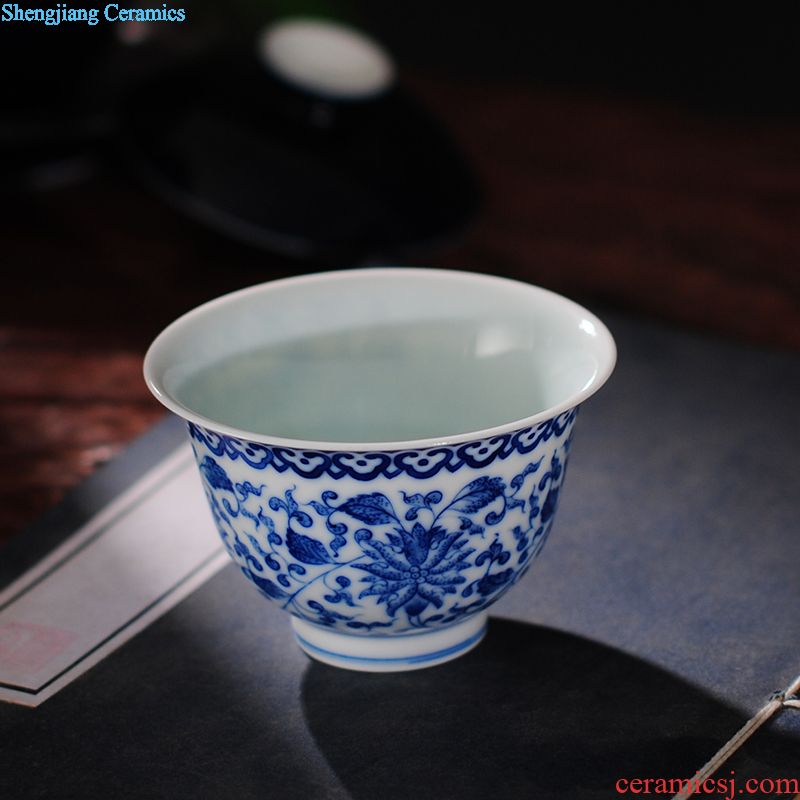 Jingdezhen ceramics by hand tureen large cups hand-painted kung fu tea set three wire inlay enamel colour lotus to bowl