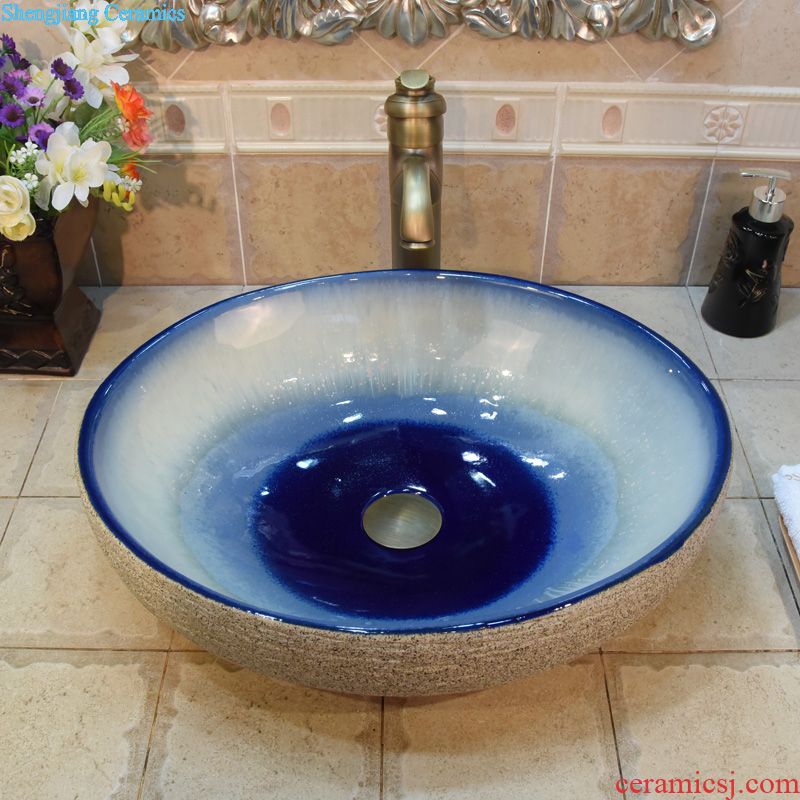 Jingdezhen ceramic wash basin stage basin sink art square double surplus water kiln blue glaze jump cut