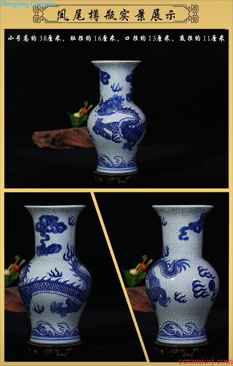 Imitation of jingdezhen ceramics kiln on vase classical modern home sitting room adornment handicraft furnishing articles large