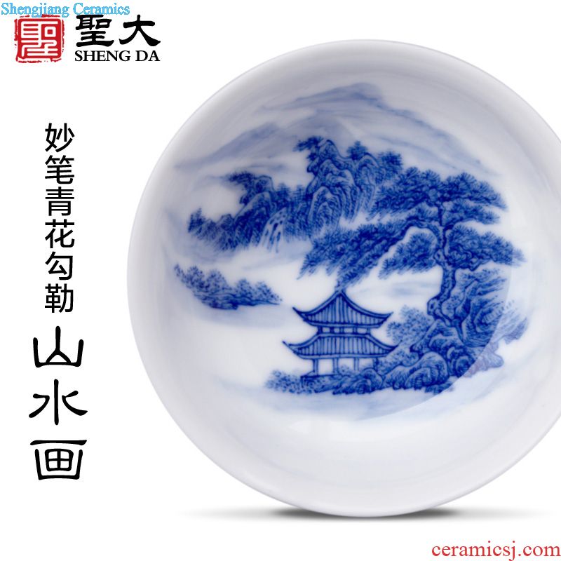 Holy big ceramic pot bearing new color landscape dry bubble tea tray hand-painted plate saucer all hand fittings of jingdezhen tea service