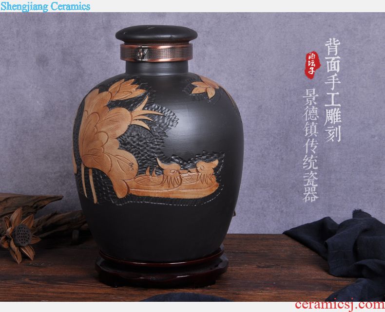 Jingdezhen ceramic bottle sealed jars 1 catty empty wine bottle liquor gift household small jar with gift box